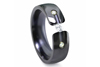 Tension and Bezel Set Black Titanium Ring with 3 Crystals