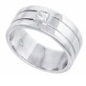 Sterling Silver Solitaire Modern Tri Row CZ Mens Ring