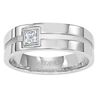 White Gold ArtCarved EPOCH Princess Cut Diamond Men Ring