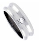 Stainless Steel Grooved Solitaire with CZ Ring