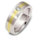 Two Tone 14 Karat Gold Solitaire Diamond Ring