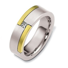 Two Tone 14 Karat Gold Solitaire Diamond Band