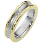 Two Tone 18K Gold Diamond Solitaire Mens Designer Ring