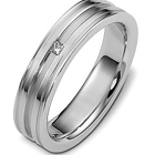 Designer White Gold Diamond Solitaire Band Rounded