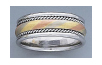 14K Gold 8mm tri-color Comfort Fit Wedding Band