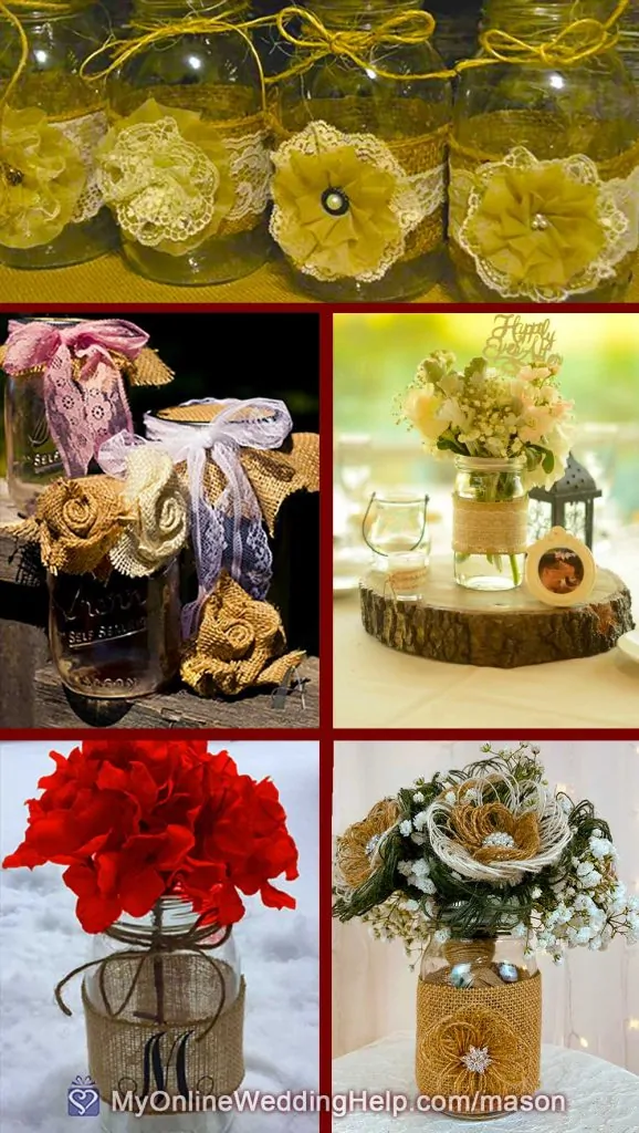 Burlap Mason Jar Centerpieces