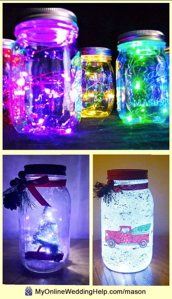 Mason Jar Centerpieces with Lights