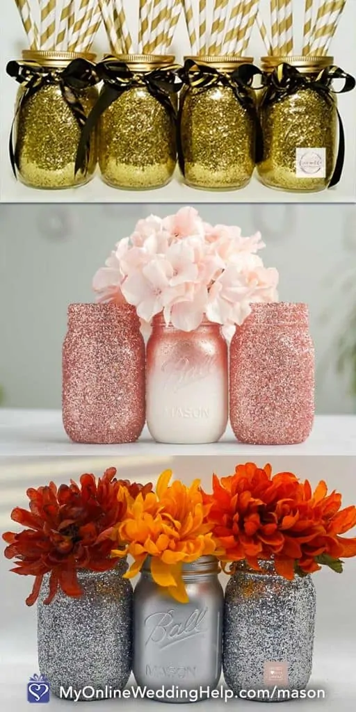 Glitter Mason Jar Centerpieces