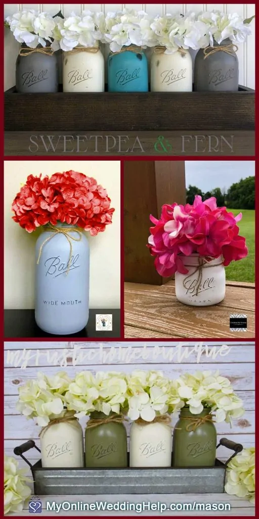Hydrangeas in Mason Jars