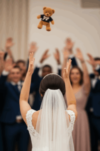 Nontraditional Wedding Idea: Bride Throws a Bear for the Bouquet Toss