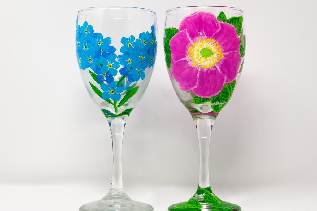 Hand Painted Flower Glass Tumblers Celebration Glasses water Glasses-pretty  Glasses Flowers 